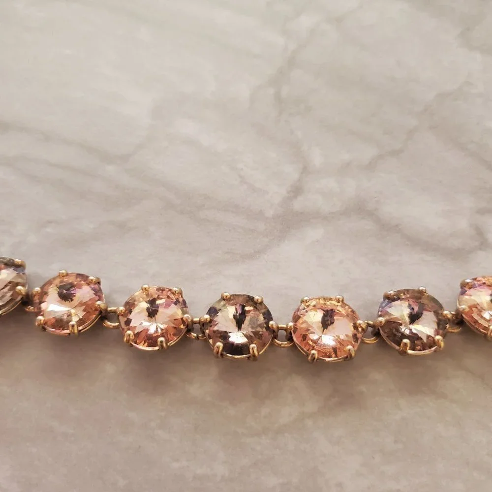 ✨ Stella and Dot Blush Rose Pink Jumbo Rhinestones Crystal Statement Bracelet ✨ - Picture 3 of 10
